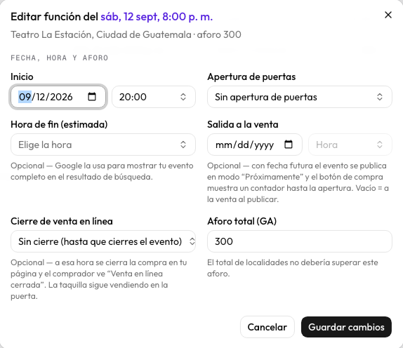 Editar una función