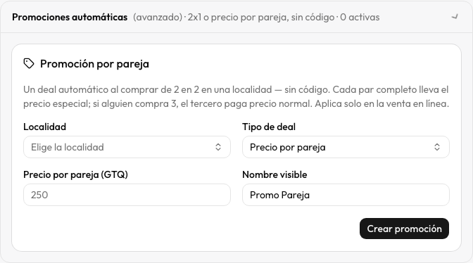 Promoción por pareja
